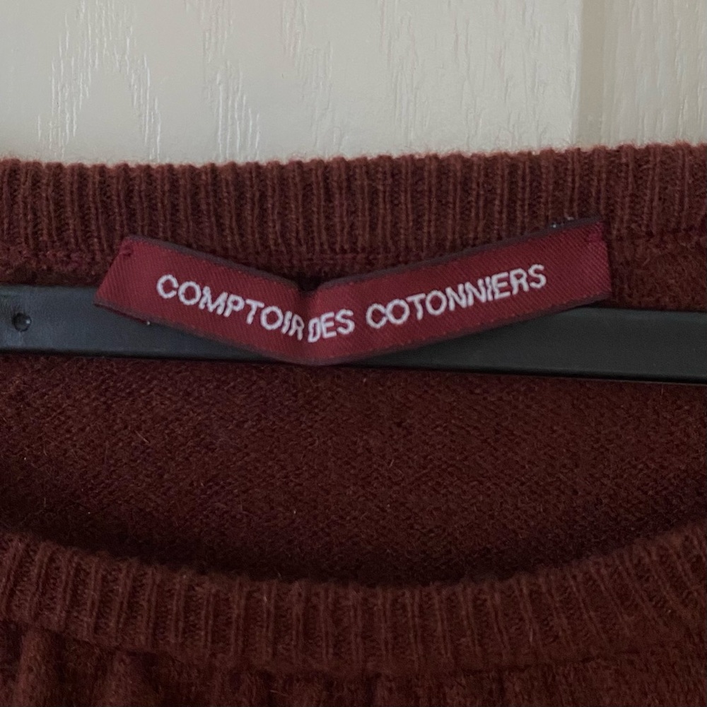 NWOT Comptoir Des Cotonniers Brown Cashmere Crew Neck Sleeveless Sweater Size 2 - Picture 6 of 7